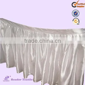 White Satin Table Skirting for Wedding thumbnail-1
