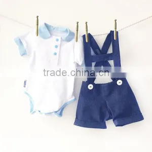 Fashion Little Baby Boy Clothes Set With Navy Shortall thumbnail-3