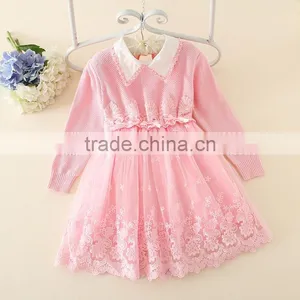 New Design Baby Grils Sweater Lace Dress for Autumn or Winter thumbnail-5