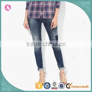 Ladies Latest Jeans Women Denim Fabric Custom Box Jean Trousers thumbnail-1