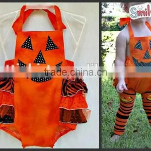 Halloween Boutique Clothing Baby Girl Halloween Outfit Pumpkin Romper Baby Romper thumbnail-1