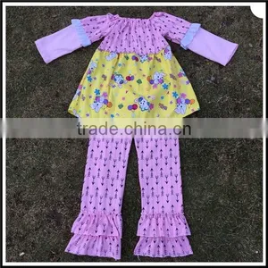 Lovely Girls Tunic and Ruffled Legging Set Bunny Pattern on Top Ruffle at the Bottom Easter T-shirt &Tenths Pants Outfits thumbnail-1