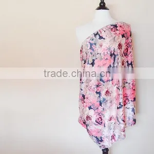 Floral Nursing Scarf - Nursing Cover Scarf - Christmas Gift for Mom - Pink Breastfeeding Cover - New Mom Gift - Baby Shower Gift thumbnail-4