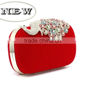 R0026H Ladies Diamond Peacock Closure Clutch Evening Bag thumbnail-1