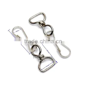13mm Metal Iron Swivel Clasps Snap Two Hooks Rings Key Hooks DIY Key Chain Ring Nickle Color HK-014 thumbnail-5