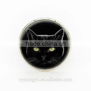 Women Alloy Black Cat Design Ring/creative Women Rose Ring Top Quality Ring thumbnail-3