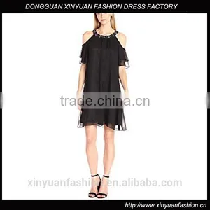 Top Quality Fashionable Beaded Cold Shoulder Dress for Bridesmaid Dress thumbnail-1