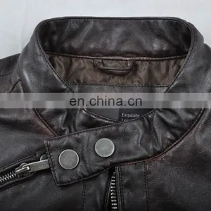 2015 Last Fashion Mens Handsome Motrocycle Slim Fit Leather Jacket thumbnail-4