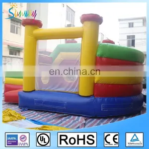 OEM Yello Blue Green Red Inflatable Combo Bouncers Moonwalk With Round Tunnel And Slide thumbnail-6