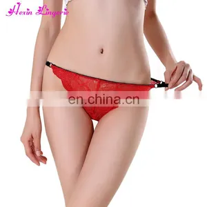 Hotsales Red Low Waist Hipster Sexy Lace V String Girl Panties Underwear thumbnail-1