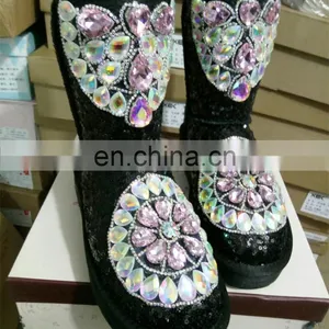 Aidocrystal New Desigh Bling Sequins Boots With Rhinestone Women Winter Warm Fur Boot thumbnail-6