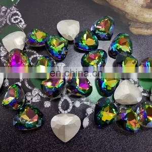 Crystal Vitrail Medium Jewelry Elements, Peach Heart Crystal Stones With Back Foiled thumbnail-1