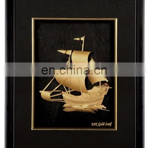Best Promotional Gifts 24k Gold Picture Ship 3d Gold Foil Picture Pure Gold 999 thumbnail-1