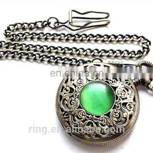 Western Classical Mechanical Gemstone Pocket Necklace Watch thumbnail-1