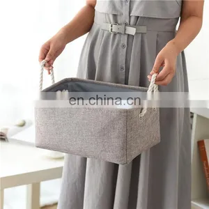 2020 Best Selling Gray Cotton Hemp Children's Toys Folding Cloth Foldable Portable Storage Box thumbnail-6