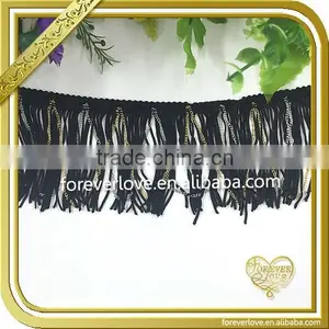 2016 Fashion Design Black Tassel Fringe With Chain Trimming FT-014 thumbnail-1