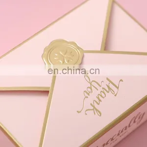Custom Happy Birthday Gift Cardboard Origami Package Boxes Pink Metallic Craft Paper Empty Sweet Packaging With Wax Seal thumbnail-3