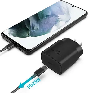 25W Fast Charging Type-C Cable Wall Charger Travel Adapter For Samsung Note 10 Plus / S10 Plus S10e S9 Plus S8 thumbnail-2