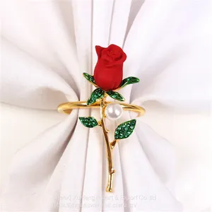 Rose Flower Serving Napkin Rings Valentine's Day Napkin Rings Wedding Party Ornaments For Napkins Table Decor thumbnail-3