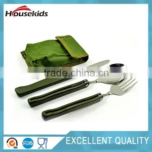 Outdoor Camping Tableware Stainless Steel Folding Fork Knife Spoon Sets Picnic thumbnail-4