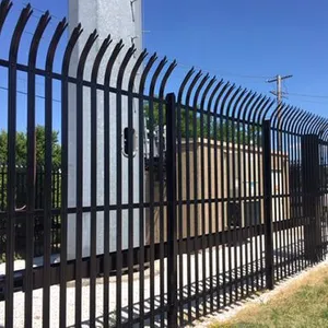 Customized Design Galvanized Steel Rods Wrought Iron Square Round Tube Boundary Wall Panel Cheap Home Garden Steel Fence Panel thumbnail-3