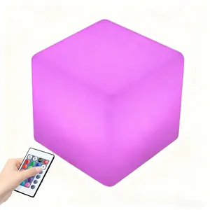 Modern Style Rechargeable LED Cube Bar Chair Plastic Light-Up Furniture Durable & Eco-Friendly for Outdoor Hotels Home Bars thumbnail-5