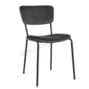Modern Velvet Metal Legs Apartment Entry Dining Chair With Household Backrest for Home Office and Home Bar thumbnail-2