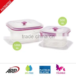 Non-stick Double Color Silicone Lunch Box Collapsible Food Container thumbnail-4