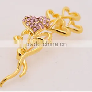 Elegant Crystal Diamond Peach Pin Brooch Gold-plated Fashion Scarf Buckle thumbnail-3