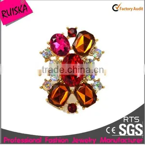 Caroline Jewelry Latest Arrival Red Fashion Brooch With Brown Square Stone AB Crystal thumbnail-1