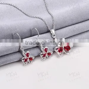 New Jewelry Plated Rhinestone Heart Wedding Necklace Set thumbnail-5