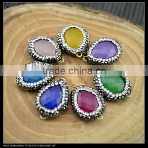 LFD-0038B Wholesale Mixed Color Agate Stone Pave Rhinestone Connectors Beads Jewelry Finding For Bracelet thumbnail-1