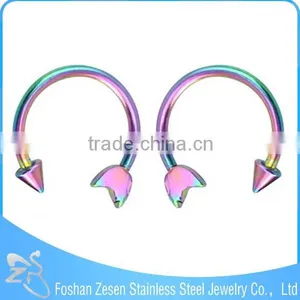 Forever Fashion Stainless Steel Horseshoe Circular Rainbow Nose Rings thumbnail-1