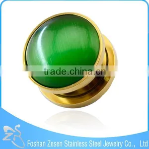 Gold Plated Stainless Steel Single Semi Precious Stone Ear Plug thumbnail-1