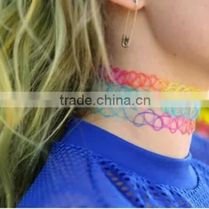 Handmade Black Sexy Vintage Tattoo Hippy Henna Elastic Choker Necklace thumbnail-1