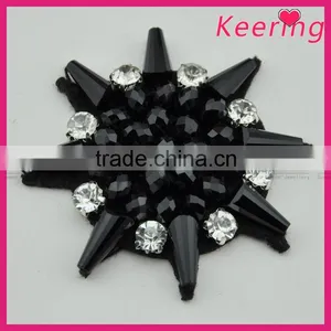 New Hot Sale Fashion Black Small Beaded Applique Patch for Clothing WPH-1824 thumbnail-1
