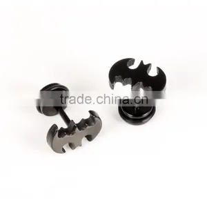New 2016 Latest Design 316L Stainless Steel Black Plated Batman Earring for Men thumbnail-4