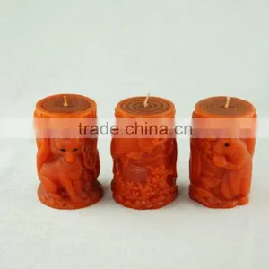 Embossed Pillar Wax Candle for Decoration 6x12.5cm Height thumbnail-4