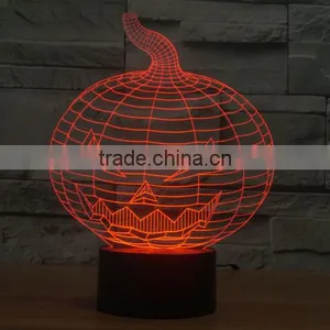 Christmas Gift !3D Illusion Bulbing Night Light Lamp 7 Color Change Touch Switch Novelty Pumpkin Mini Light For Hallowen thumbnail-4