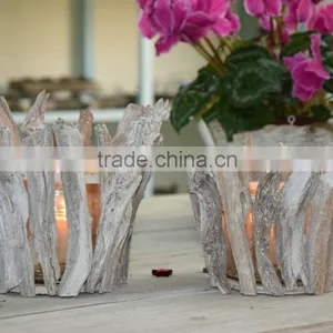 Wooden Candle Holder With Glass thumbnail-4