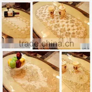 40x84 Gold Long Lace Tablecloth thumbnail-4