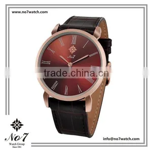 Stylish Quartz Timepiece for Man With Brown Genuine Leather Strap and Alloy Case thumbnail-2