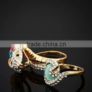 2016 Alloy Gemstone Gold Snake Double Ring thumbnail-1