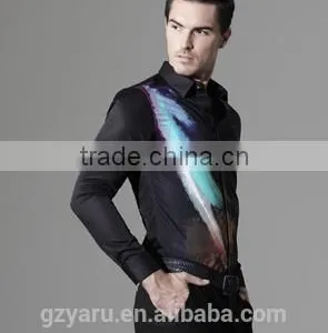 Men's Fashion Casual Printed Latest Long Sleeve Cotton Shirt thumbnail-3