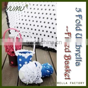 Cute 5 Folding Umbrella With Frill Basket, Mini Umbrella thumbnail-1