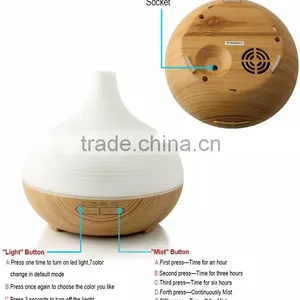 Changing Colored LED Lights Waterless Auto Shut-off Adjustable Mist Wooden Aroma Diffuser Bottle thumbnail-6