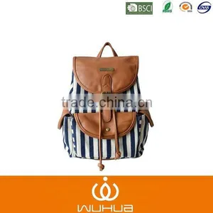 Your Gallery Women's Faux Leather and Canvas Tribal Stripe Print Canvas Backpack thumbnail-1