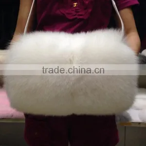 Stylish Raccoon Fur Handbag Silver Fox Fur Hand Warmer Animal Fur Purse And Wrist Warmer thumbnail-1
