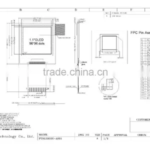 PTOG0909Y-A001 Small Size 1.1 Inch OLED Display 96 X 96 OLED Yellow Color or White Color or Red thumbnail-1