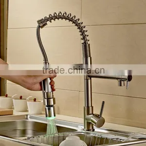 LED Brushed Nickel Commercial Style Pre Rinse Kitchen Faucet With Pot Filler 8602-2-BN thumbnail-5